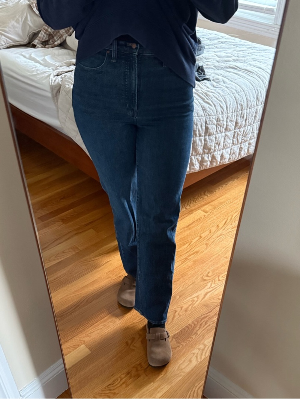 Madewell Deep Blue Straight-Leg High-Rise Jeans